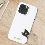 Funny Black Cat Personalised iPhone 13 Pro Case<br><div class="desc">Quirky funny cat illustration is original artwork by @artbybiyan.  You can personalise it easily with your name,  and the cat can be moved around using design tool.</div>