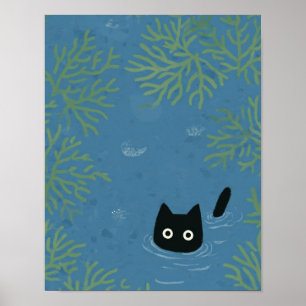 Funny Black Cat Phone Case Poster
