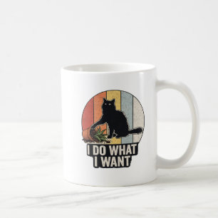 Funny Black Cat & Plant Vintage I Do What I Want"  Coffee Mug