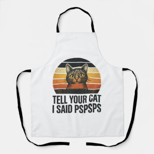 Funny Black Cat Pspsps Vintage Sunset Design_1 Apron