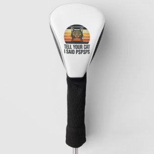 Funny Black Cat Pspsps Vintage Sunset Design_1 Golf Head Cover