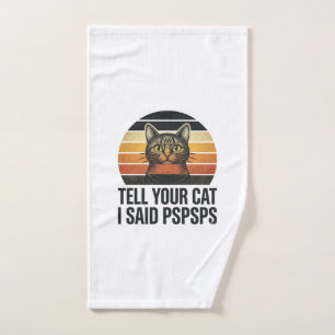 Funny Black Cat Pspsps Vintage Sunset Design_1 Hand Towel