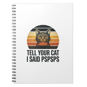 Funny Black Cat Pspsps Vintage Sunset Design_1 Notebook