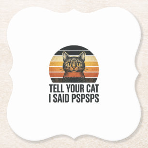 Funny Black Cat Pspsps Vintage Sunset Design_1 Paper Coaster