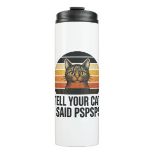 Funny Black Cat Pspsps Vintage Sunset Design_1 Thermal Tumbler