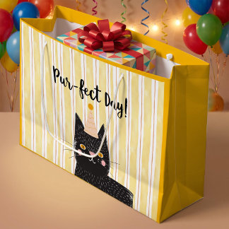 Funny Black Cat Pur-fect Day Large Gift Bag