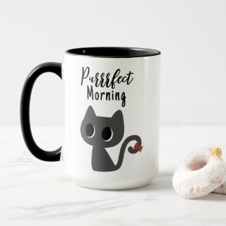 Funny Black Cat Purfect Morning Cute Kitty Mug