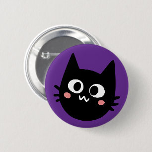 Funny Black Cat Purple 6 Cm Round Badge