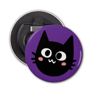 Funny Black Cat Purple Bottle Opener