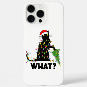 Funny Black Cat Pushing Christmas Tree Over Cat Ch iPhone 16 Pro Max Case
