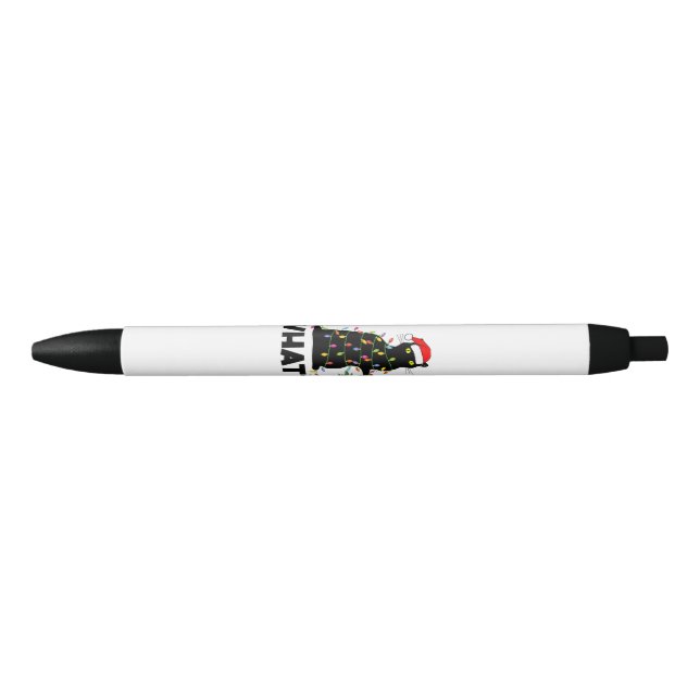 Funny Black Cat Pushing Christmas Tree Over Cat Ch Ink Pen (Front)