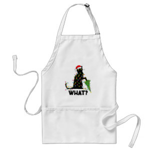 Funny Black Cat Pushing Christmas Tree Over Cat Ch Standard Apron