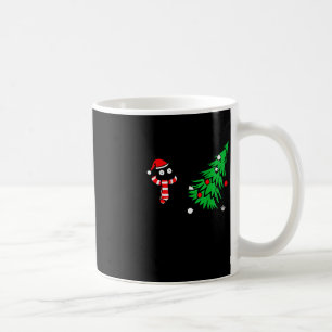 Funny Black Cat Pushing Christmas Tree Over Cat Wh Coffee Mug