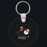 Funny Black Cat Pushing Snowman Christmas Winter C Key Ring<br><div class="desc">Funny Black Cat Pushing Snowman Christmas Winter Costume</div>