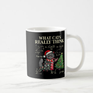 Funny Black Cat Pushing Xmas Tree Over Cats Physic Coffee Mug