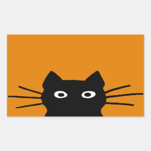 Funny Black Cat Rectangular Sticker