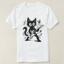 Funny Black Cat Rocker Electric Guitar Heavy Metal