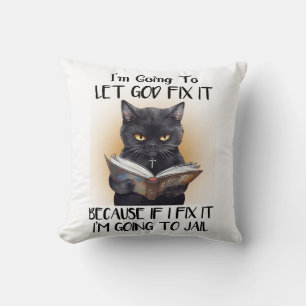 Funny Black Cat Saying Cushion