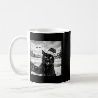 Funny Black Cat Selfie With Santa Christmas Men Coffee Mug