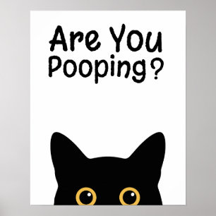Funny Black Cat Sign - Are You Pooping?