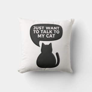 Funny Black Cat Silhouette Cushion Sarcastic Pet