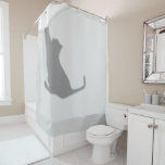 Funny Black Cat Silhouette Shower Curtain<br><div class="desc">Funny Black Cat Silhouette. Great as bathroom decor to surprise family,  friends,  and guests.</div>