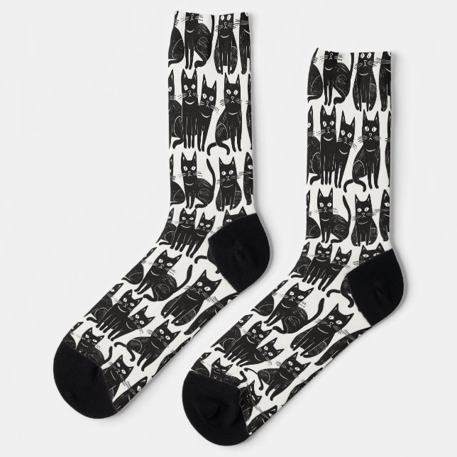 Funny Black Cat Socks (Left)