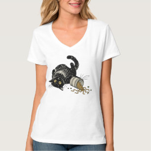 Funny Black Cat Spilled Ramen Noodles T-Shirt