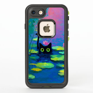 Funny Black Cat Swimming in Pond | Quirky Art