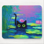 Funny Black Cat Swimming in Pond | Quirky Art Mouse Mat<br><div class="desc">This cat plays by its own rules. Completely unbothered and defying all feline stereotypes, this cool black cat is enjoying a serene dip in the pond. It's a hilarious and quirky design for black cat owners, lovers of weird art, and anyone who marches to the beat of their own drum....</div>
