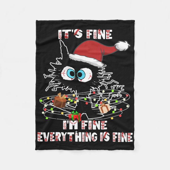 Funny Black Cat Tee  Fleece Blanket (Front)