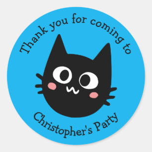 Funny Black Cat Thank You Birthday Classic Round Sticker
