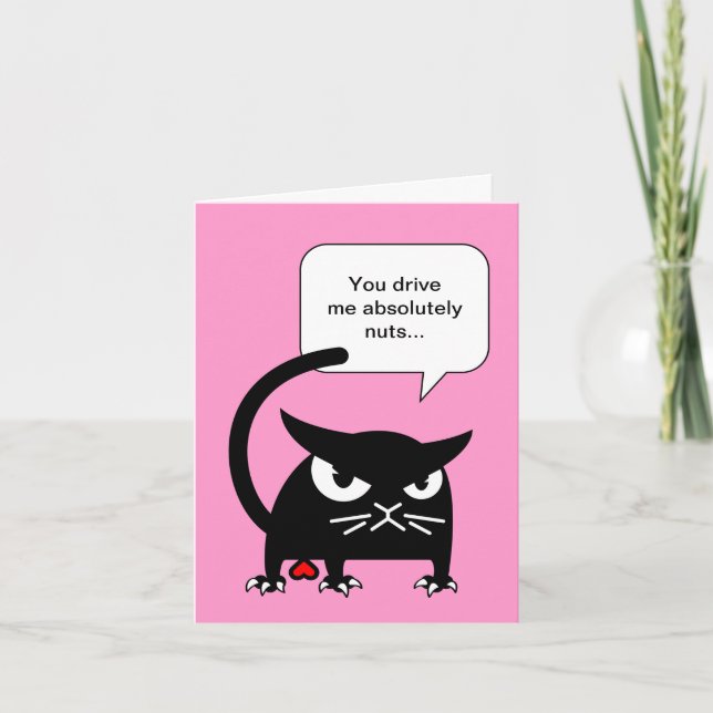 Funny Black Cat Valentines Day Cards | Badd Gato (Front)