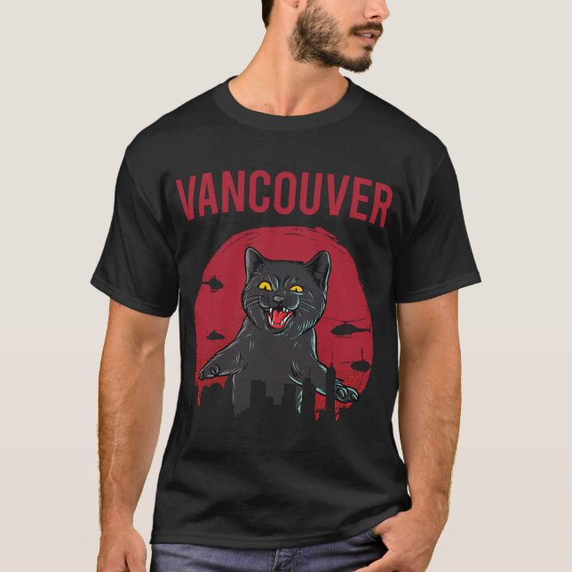 Funny Black Cat Vancouver T-Shirt (Front)