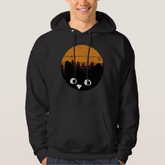 Funny Black Cat Vintage Cat Retro Design Hoodie