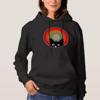 Funny Black Cat Vintage Cat Retro Sunset Design Hoodie