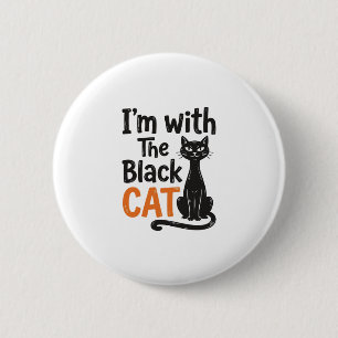 Funny Black Cat Vintage Engraving Halloween Design 6 Cm Round Badge