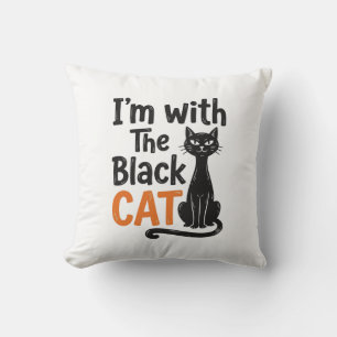 Funny Black Cat Vintage Engraving Halloween Design Cushion