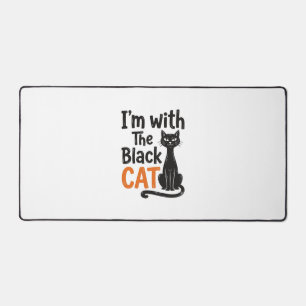 Funny Black Cat Vintage Engraving Halloween Design Desk Mat