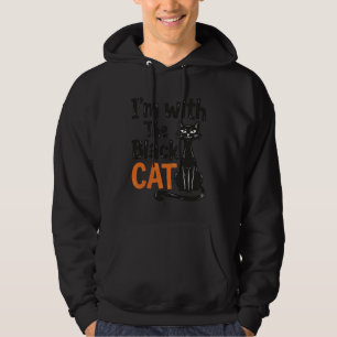 Funny Black Cat Vintage Engraving Halloween Design Hoodie
