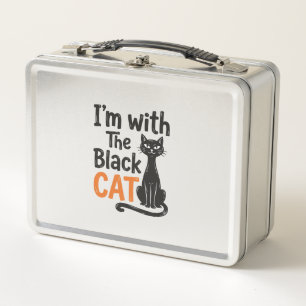 Funny Black Cat Vintage Engraving Halloween Design Metal Lunch Box