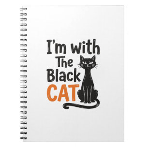 Funny Black Cat Vintage Engraving Halloween Design Notebook