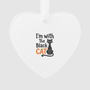 Funny Black Cat Vintage Engraving Halloween Design Ornament