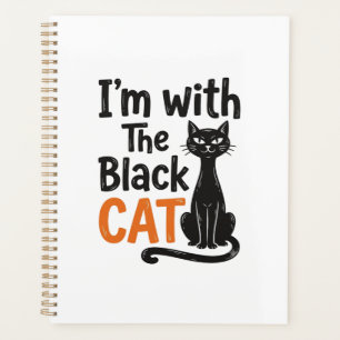 Funny Black Cat Vintage Engraving Halloween Design Planner