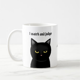 Funny Black Cat Watch and Judge Custom name Coffee Mug