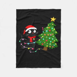 Funny Black Cat What_ Christmas Tree Funny Cat Lov Fleece Blanket