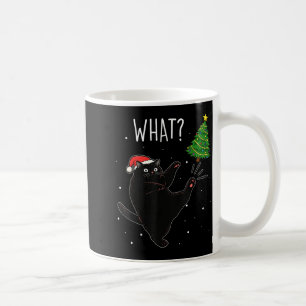 Funny Black Cat What_ Christmas Tree Meme Xmas Men Coffee Mug