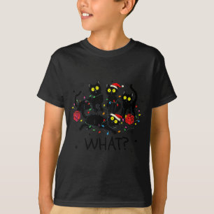 Funny Black Cat What_ Christmas Tree Meme Xmas Men T-Shirt