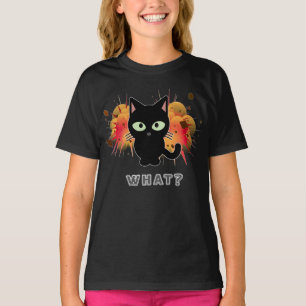 Funny Black Cat What Cute Kitten Lovers Pet Humour T-Shirt