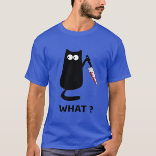 Funny Black Cat "What?" Graphic T-Shirt
